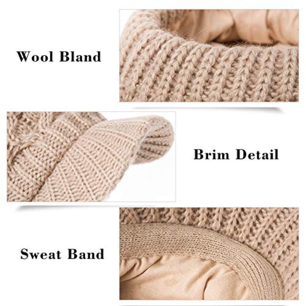 Oversized Cable Knit Wool Blend Visor Beanie Warm… - image 7